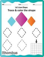 Learn shapes,Preschool or kindergarten worksheet for practicing motor skills. Tracing dashed lines.Educational printable math. vector