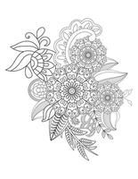 Mehndi flower pattern for Henna drawing for adult coloring page vector