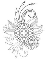 patrón de flor mehndi para dibujo de henna para página para colorear de adultos vector