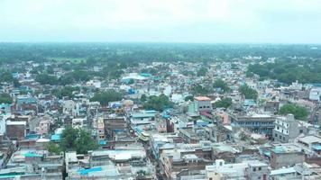 Top head view of indian city shot, Buildings, houses and roads, drone video shot