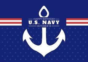 U.S. Navy Birthday on October 13th Hand Drawn Cartoon Flat  Illustration Suitable for Poster, Banners and Greeting Card in Background Style vector