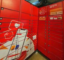 Red lockers are for storing things. photo