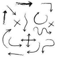 conjunto de iconos de flechas dibujadas a mano. icono de flecha con varias direcciones. garabato ilustración vectorial. Aislado en un fondo blanco vector