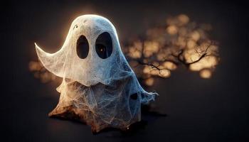 3D rendering ghost in ray of moonlight. photo