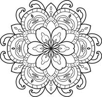 Black Outline Flower Mandala Pro Vector