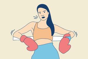 Illustrations of Beautiful boxer woman rest after a boxing match vector