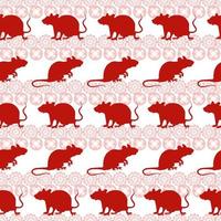 Vector seamless pattern with rat's silhouettes. Chinese New year of the rat background.