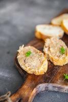 pate rillettes chicken meat or duck, goose poultry pate cuisine fresh healthy meal food snack on the table copy space food background
