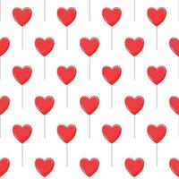 Heart Lollipops seamless pattern on white background. vector