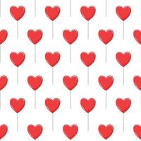 Heart Lollipops seamless pattern on white background. vector