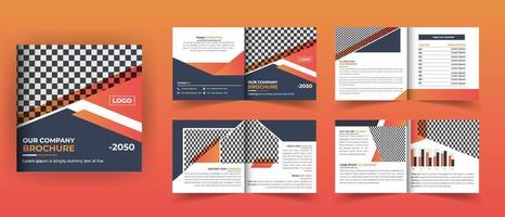 8 Pages square bifold brochure design vector