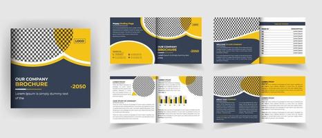 8 Pages square bifold brochure design vector