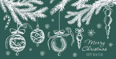 Christmas set in sketch style. Hand drawn illustration. vector