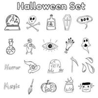 Doodle Cartoon Halloween Set vector