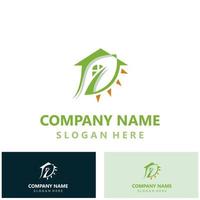 Green home logo friendly creative ecology simple design template vector