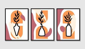 Hand drawn flat design boho wall art vase vector