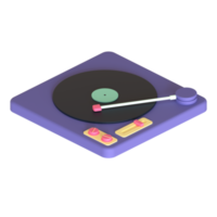 Vinyl player 3D rendering isolated on transparent background. Ui UX icon design web and app trend png