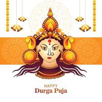 Beautiful face of goddess durga puja for shubh navratri festival background vector