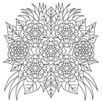 design flower outline element coloring page vector