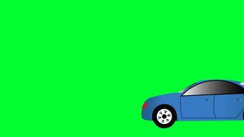 Animación de pantalla verde de coche colorido de lujo. elimine el color verde y use su proyecto. Eliminación de la pantalla verde del coche de dibujos animados en 2D mediante la tecla de croma. linda animación de autos. video