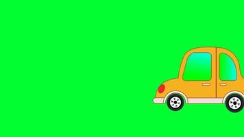 animação de tela verde de carro colorido de luxo. remova a cor verde e use seu projeto. a tela verde do carro dos desenhos animados 2d remove pela chave de croma. animação de carro bonito. video