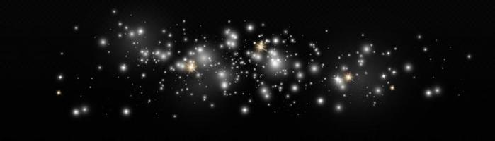 efecto de fondo de partículas de brillo blanco vectorial para tarjeta rica de saludo de lujo. efecto de luz especial de brillo de chispas blancas. textura brillante. chispas de polvo de estrellas en una explosión. vector