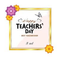 Happy teacher's day Goldin frame vector
