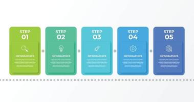 Business infographic thin line process with square template design with icons and 5 options or steps. Vector illustration