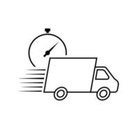 Fast delivery vector icon with truck and timer.