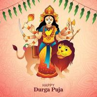 Happy durga puja india festival holiday brochure card background vector
