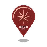 Pin Map Logo Position With Compass Icon Vector Design