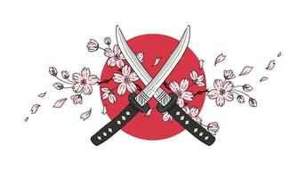 Ilustración de vector de katana japonesa