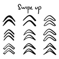 hand drawn swipe up icon for social media in doodle style vector