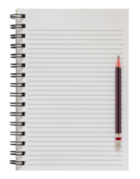 caderno espiral em branco e lápis isolado com traçado de recorte para maquete png