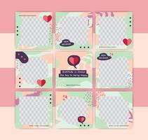 A Set of Stylish Social Media Template. organic design in pastel colours vector