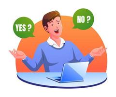 yes or no with a man select right or wrong question vector