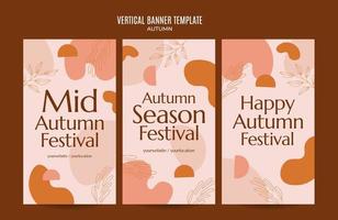 Set of abstract autumn backgrounds for social media stories or web banner. Use for event invitation, discount voucher, advertising. vector