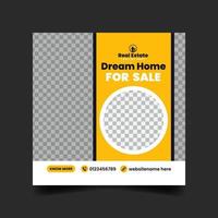 Dream Home For Sale Real Estate Social Media Post Design Template vector