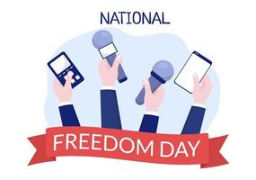 National Freedom Day Template Hand Drawn Cartoon Flat Illustration with American Flag and Hands Breaking a Handcuff Design vector