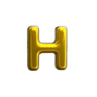 Mental Yellow Letter H 3D Render png