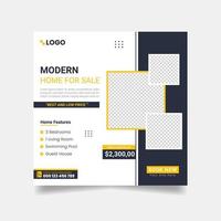 Modern Home For Sale poster, Real Estate Social Media Template Pro Vector