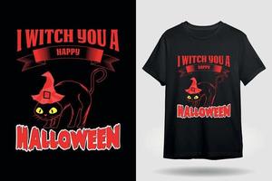diseño de camiseta de halloween de gato aterrador vector