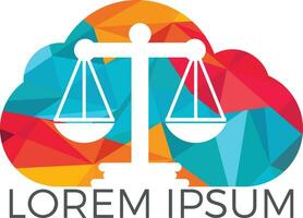 Cloud and Scale of justice logo design. Law firm, lawyer or law office symbol. vector