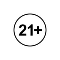 Icon Symbol for Eighteen Plus, 18 plus Age and Twenty One Plus , 21 plus Age. Vector Illustration