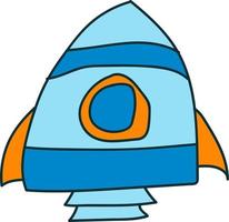 cartoon spaceship. UFO vector flying saucer, spaceship and rocket.