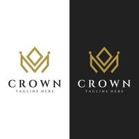 Royal luxury crown abstract Logo template design.Crown with monogram, with elegant and minimalist lines isolated on the background. vector