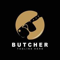 Butcher logo design, Knife Cutting Tool Vector Template, Product Brand Illustration