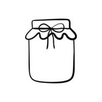 Hand Drawn Mason Jar. Sketch Jar with lid. Vector outline doodle illustration isolated on white