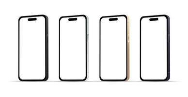 novedad, gadget moderno para smartphone 14 versión pro, conjunto de 4 piezas, nuevos colores originales, plantilla para diseño web sobre fondo blanco - vector