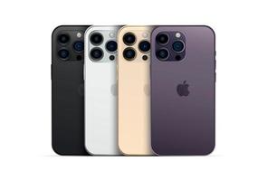 New Apple iPhone 14 PRO, modern smartphone gadget, set of 4 pcs new original colors - Vector